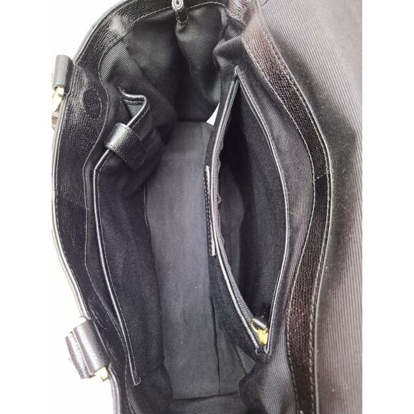 Talbots Black Leather Tassel 2 Ways Turnlock Closure Satchel Shoulder Bag - Picture 11 of 14